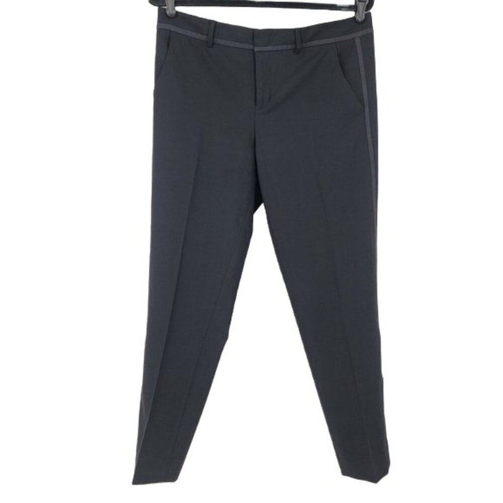 Vince Tapered High Rise Wool Blend Pleated Front Skinny Leg Trousers Size 8